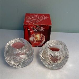 Vintage Kosta and Boda Snowball Lantern Set of 2
